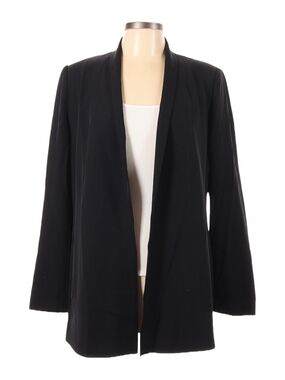 CALVIN KLEIN Long Black Open-Front Draped Shawl Collar Blazer Topper Jacket Sz M